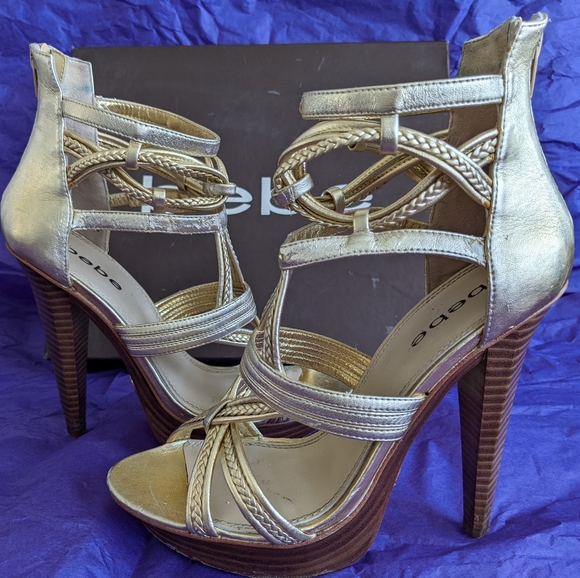bebe Rosario Platform Heels- Gold - Picture 13 of 13